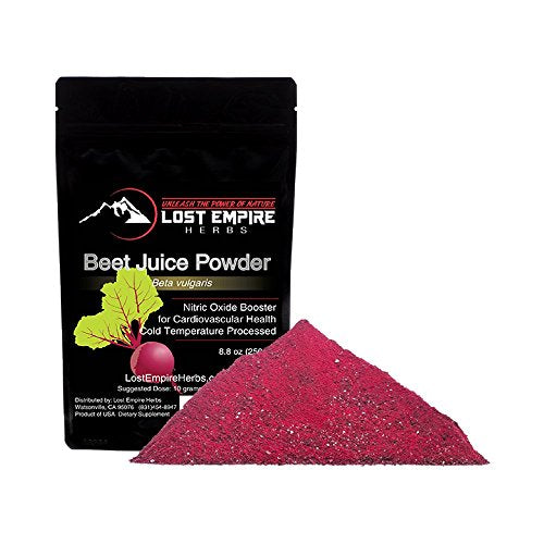 Lost Empire Herbs Beet Juice Powder (250g) - 100% Pure, Cold-Pressed Supplement (Maximum Absorption - No Fillers or Additives) - Organically Grown and Gently Processed in The USA